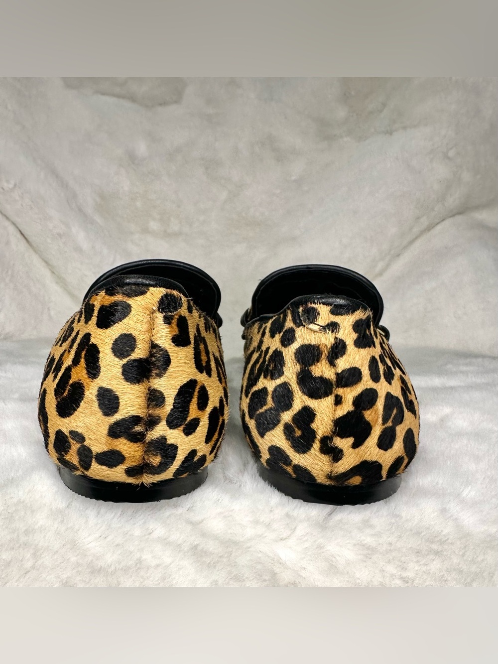 Chico's Leopard Print Calf Hair/Leather Slip-On Loafers with Chain Accent Sz 9.5 - Picture 7 of 7